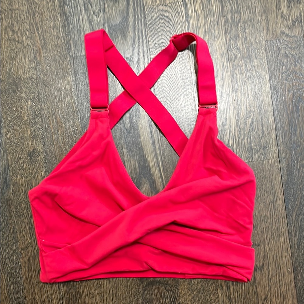 BuffBunny Candy Red Wrap Sports Bra M